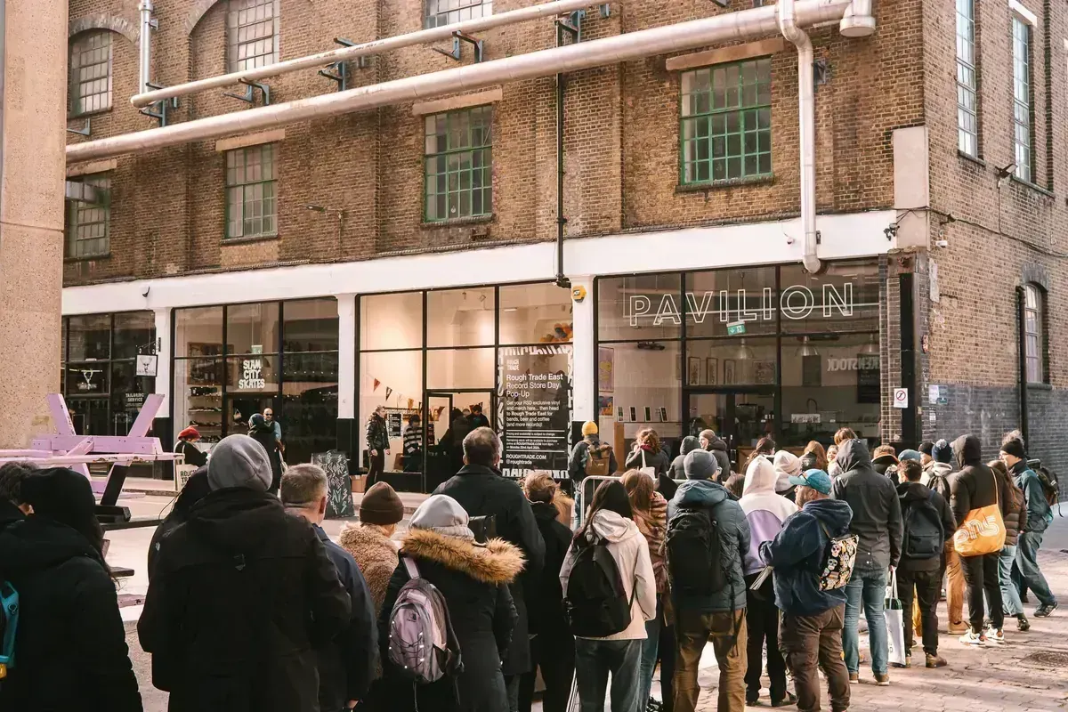 Record Store Day shoppers browsing vinyl at Rough Trade